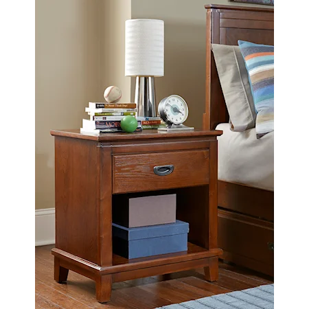 Transitional 1 Drawer Night Stand with Chrome-Colored Hardware